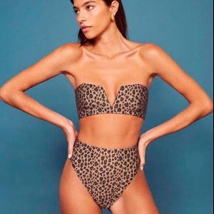 Reformation cheetah bandeau bikini (Size M top, size S bottoms)